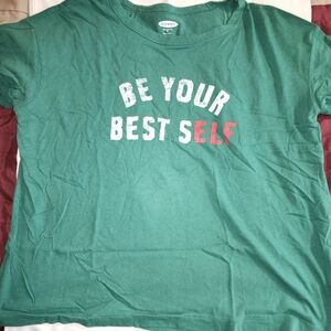 Old Navy Green Tee with Motivational Text